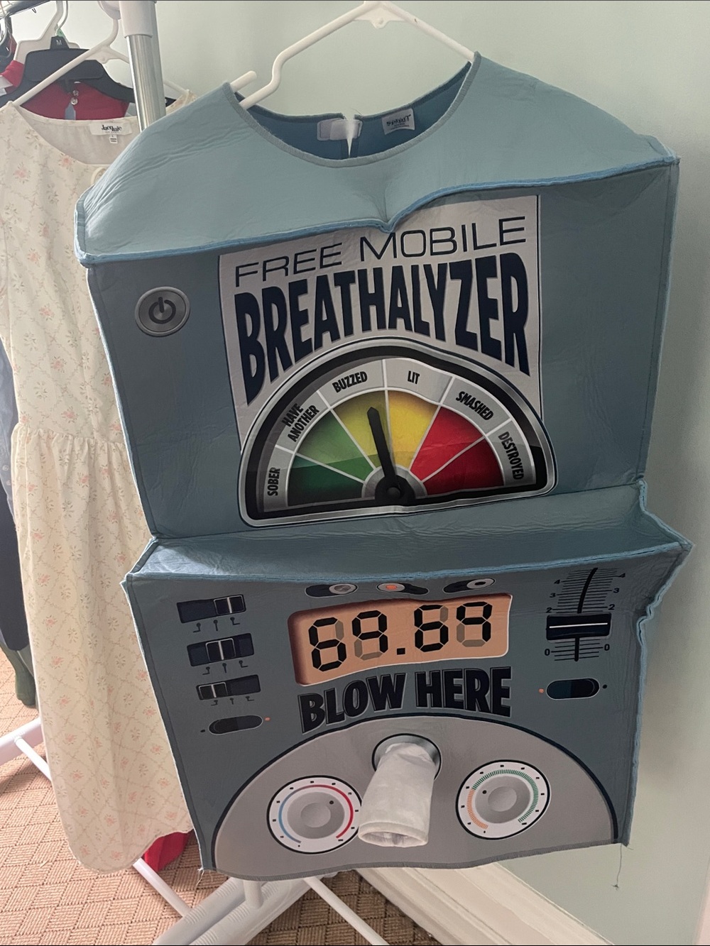 Adult Light Blue Breathalyzer Costume Top - Unbranded